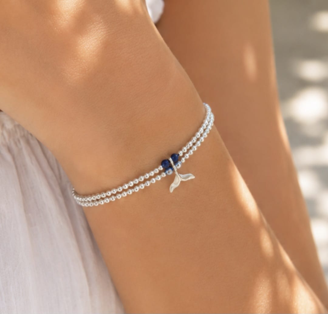 Sterling Silver Double-Row Beaded
